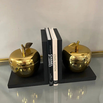 Apple Decorative Gold Bookends (Set of 2) Home Store Living