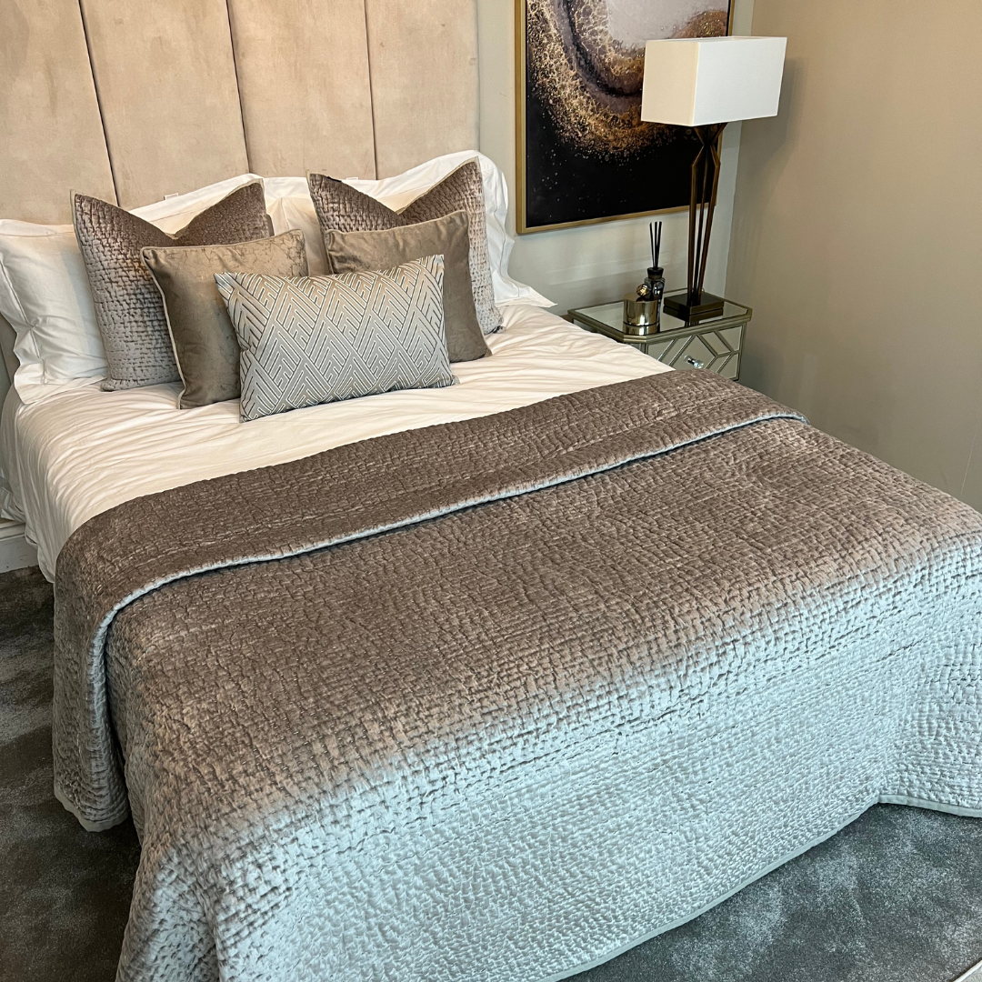 Brooklands Velvet Quilted Silver Bedspread