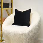 Small Paul Moneypenny Twofaced Black & Cream Double-Sided Velvet Cushion with Taupe Piping malini