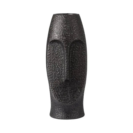 Metropolis Medium Black Textured Face Vase - Home Store Living