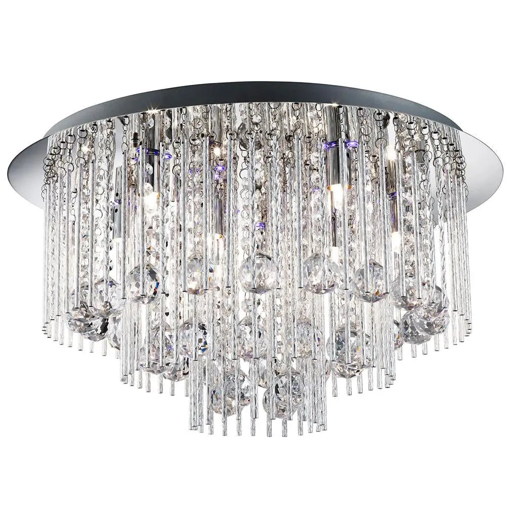 Beatrix 8 Light Chrome & Blue LED Flush Ceiling Light Searchlight