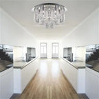 Beatrix 8 Light Chrome & Blue LED Flush Ceiling Light Searchlight