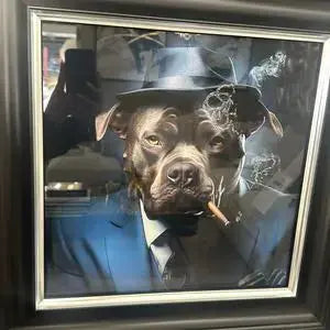 Hand Made Framed Staffy Animal Artwork Home Store Living