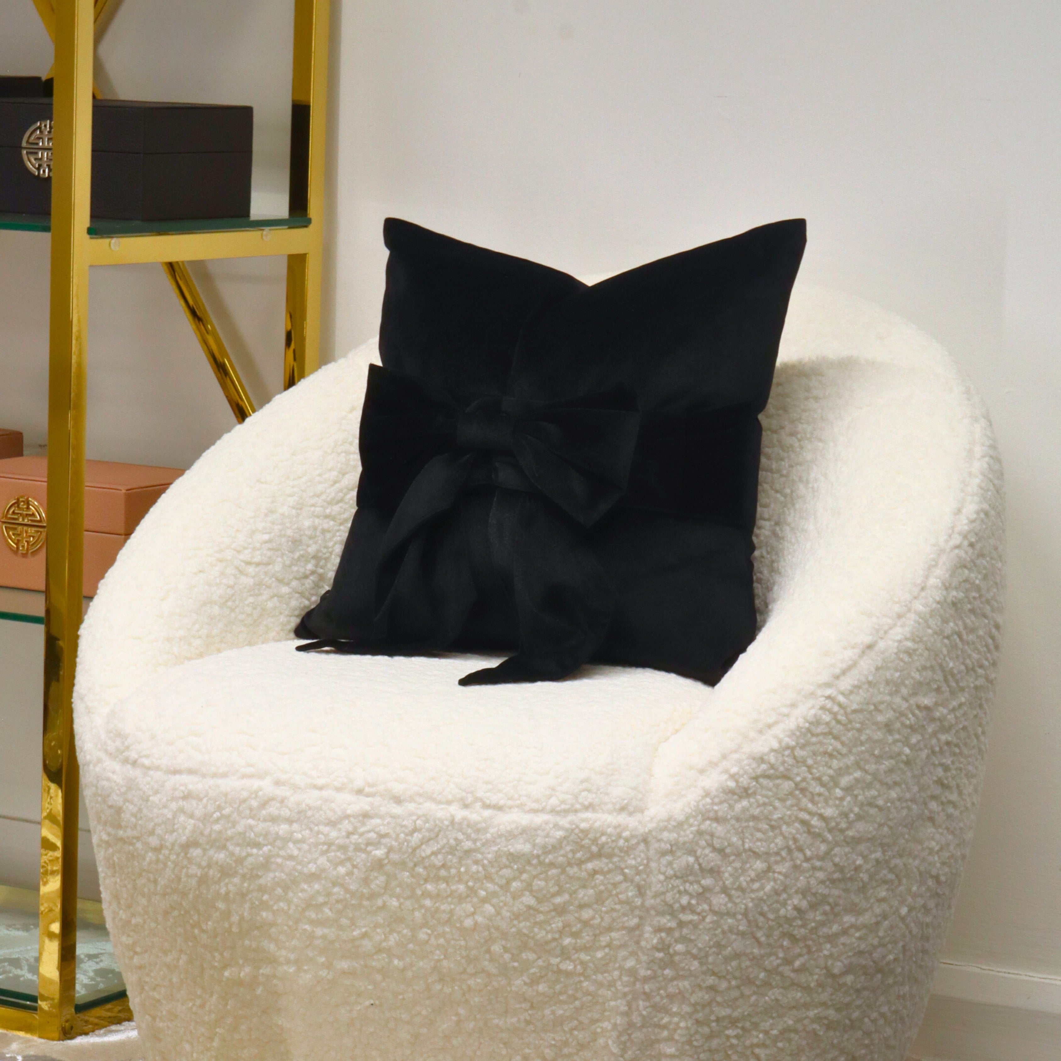 Small Tied Up Black Bow Cushion malini