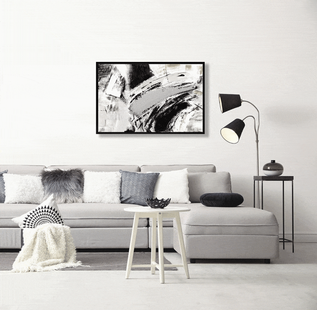 Black & Silver Sensation Abstract Wall Art Home Store Living