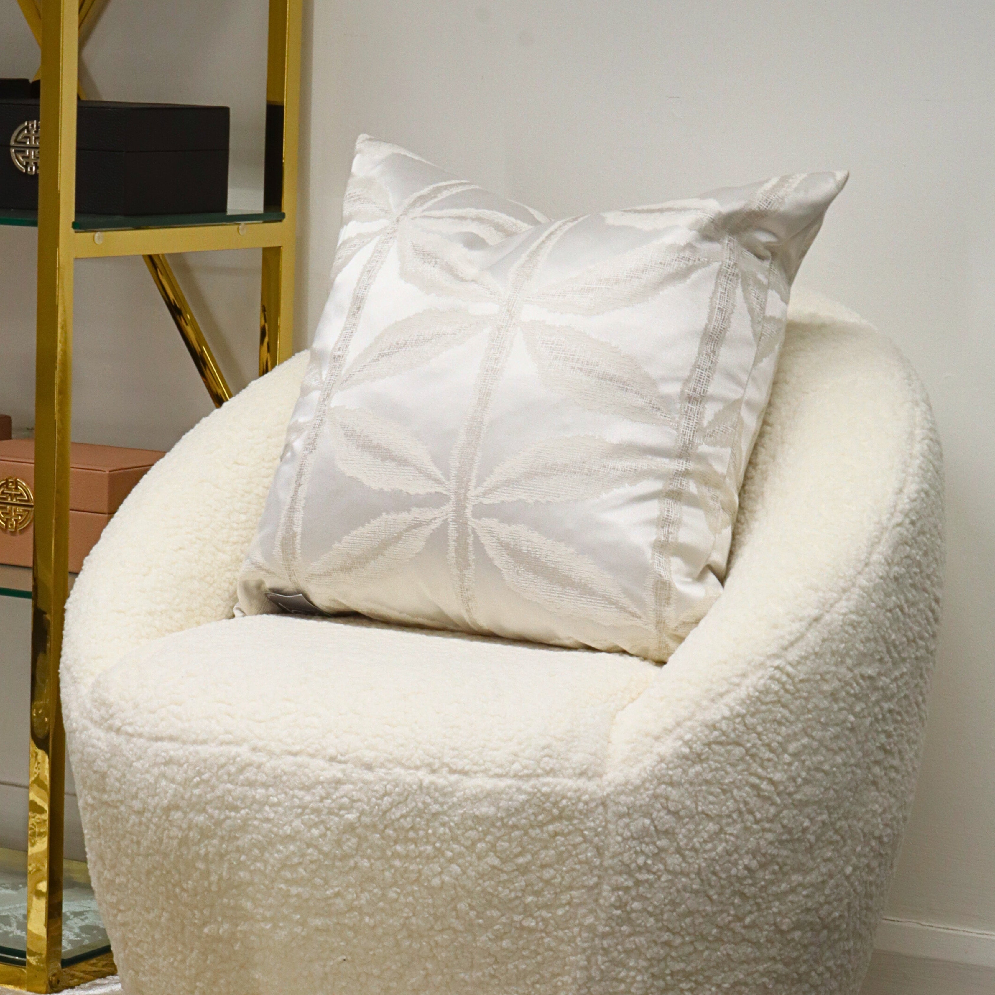 Large Palm Silver Feather Filled Cushion riva home