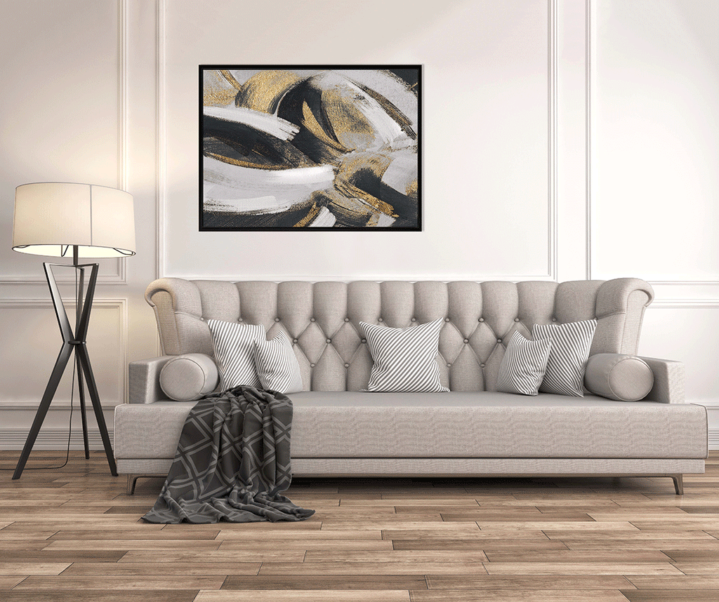 Golden Swirls Framed Canvas Artwork camelot