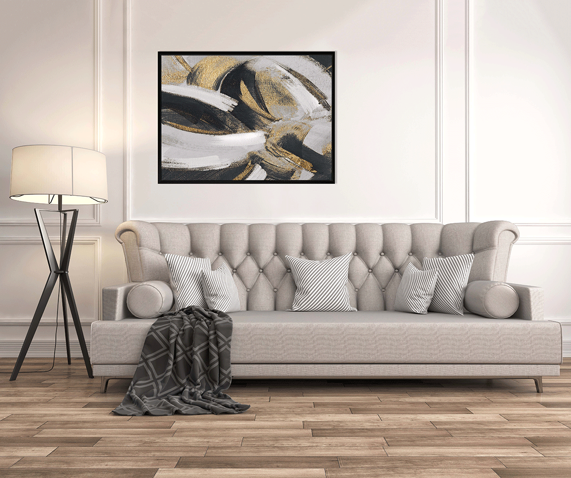 Golden Swirls Framed Canvas Artwork camelot