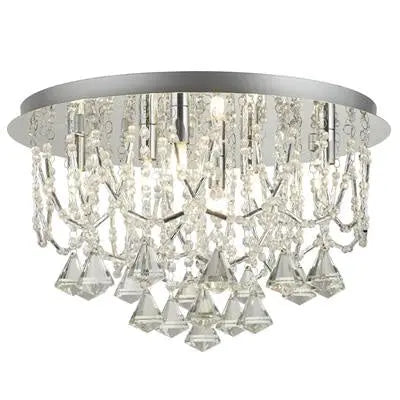 Mela 6Lt Flush - Chrome & Clear Crystal Pyramid Drops Searchlight