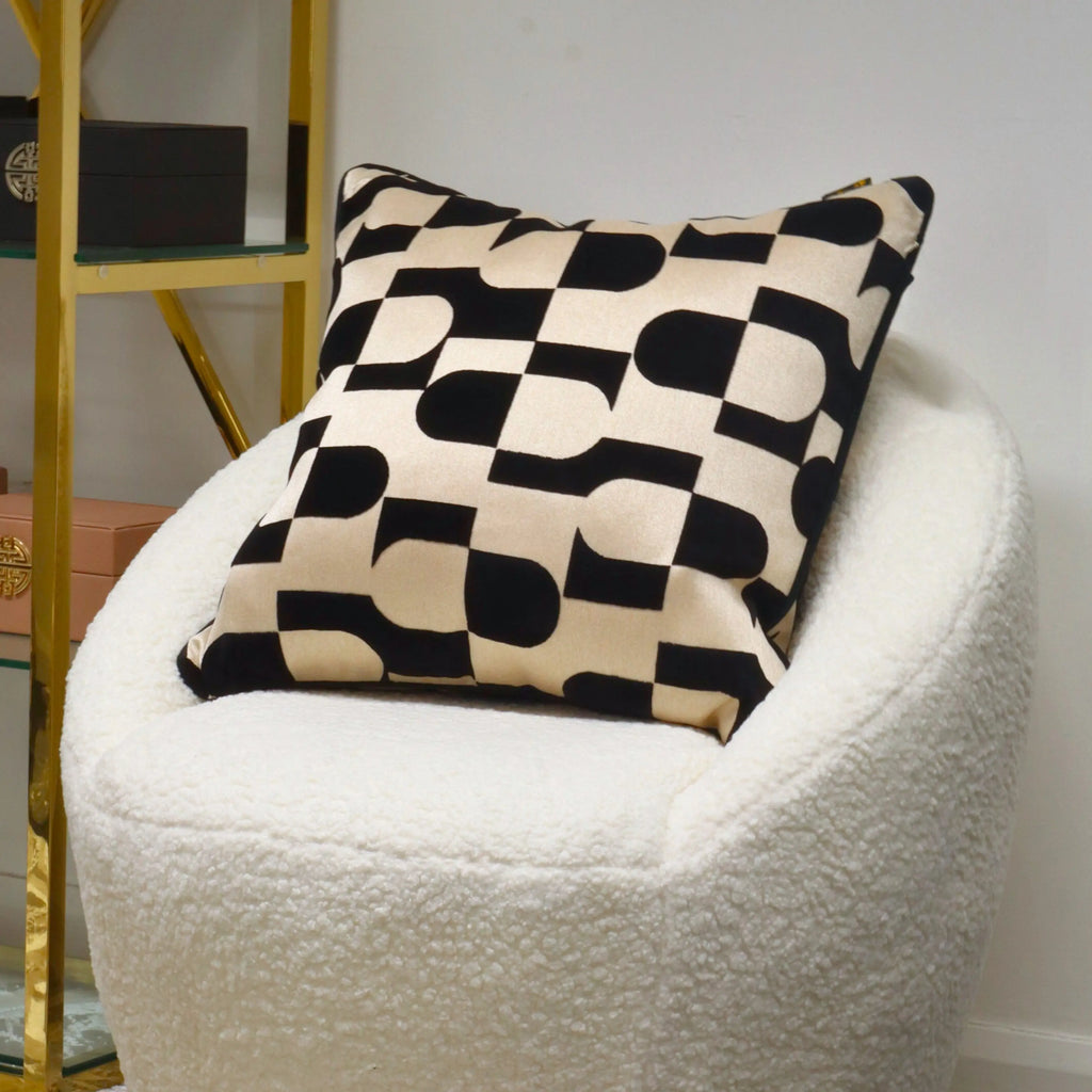 Large Paul Moneypenny Chill Pill Black & Cream Cushion malini