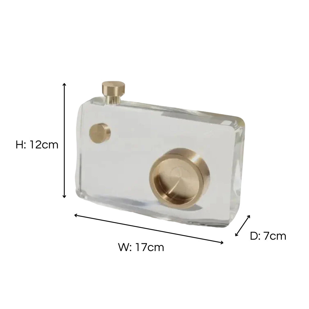 Large Crystal Glass Retro Camera Decorative Ornament 17cm Ivan