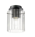 Brandon Ripple 21cm Round Ceiling Flush, 1 Light Flush Fitting E27 — Dark Grey / Clear