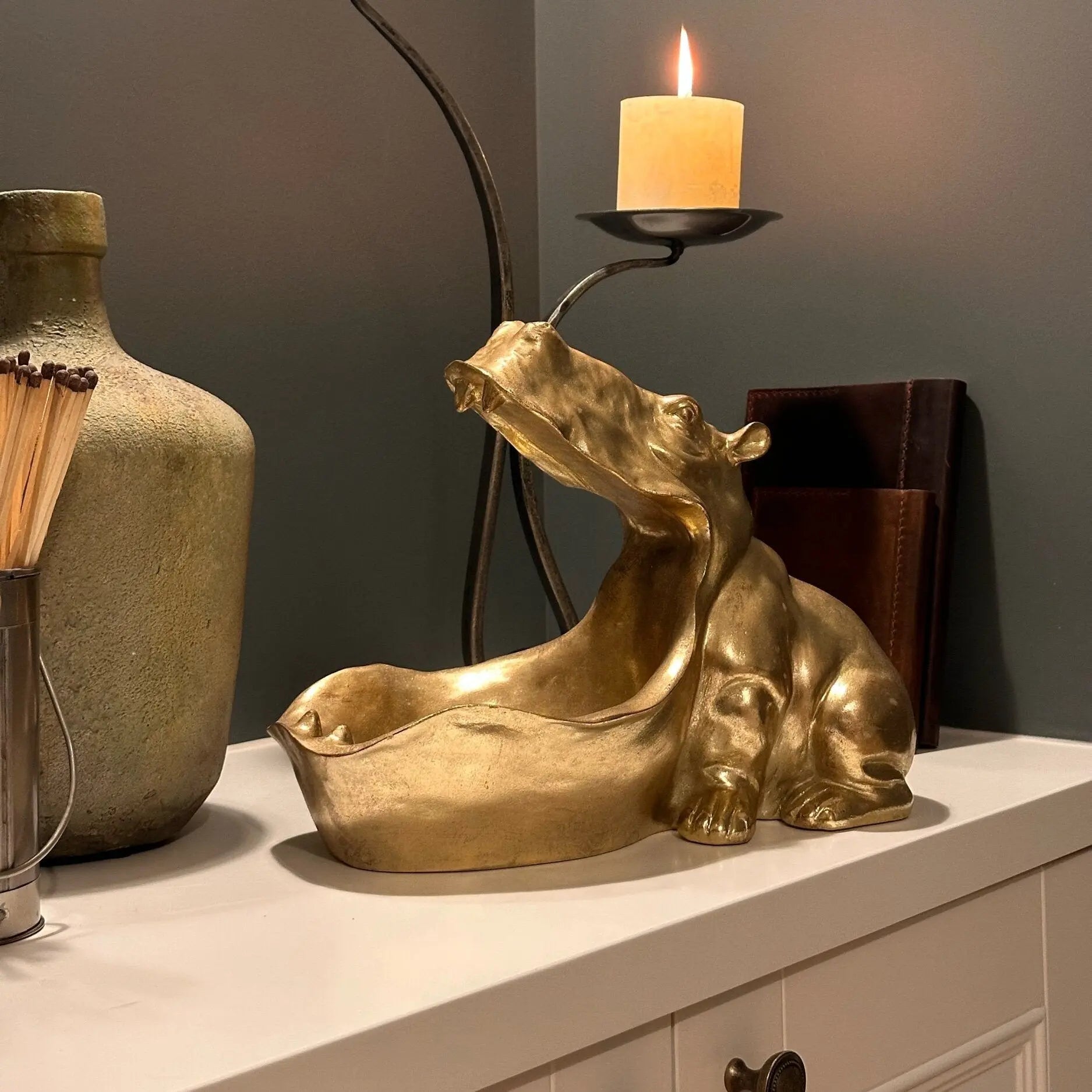 (SM91) Gold Hungry Hippo Storage Bowl Mcgowan and rutherford