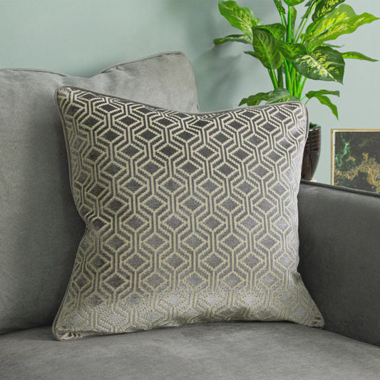 Avenue Grey Velvet Jacquard Cushion - Home Store Living