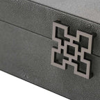 Set of 2 Dark Grey Faux Leather with Gunmetal Handle Jewellery Boxes CIMC