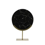 Gouza Black Agate & Bronze Marble Sculpture on Bronze Iron Stand Light and Living