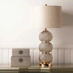 Bubble Table Lamp with Glass Base & Linen Shade - Home Store Living