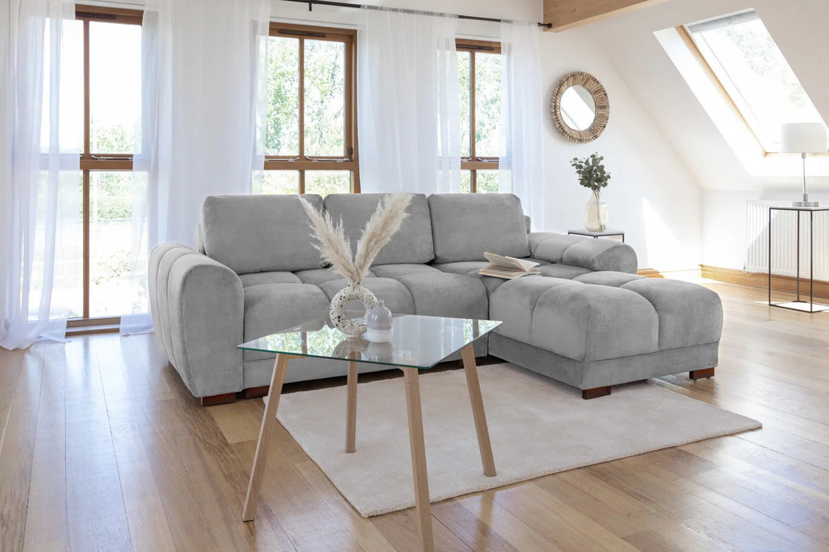 Azzuro Plush Velvet Universal Corner Sofabed Honeypot