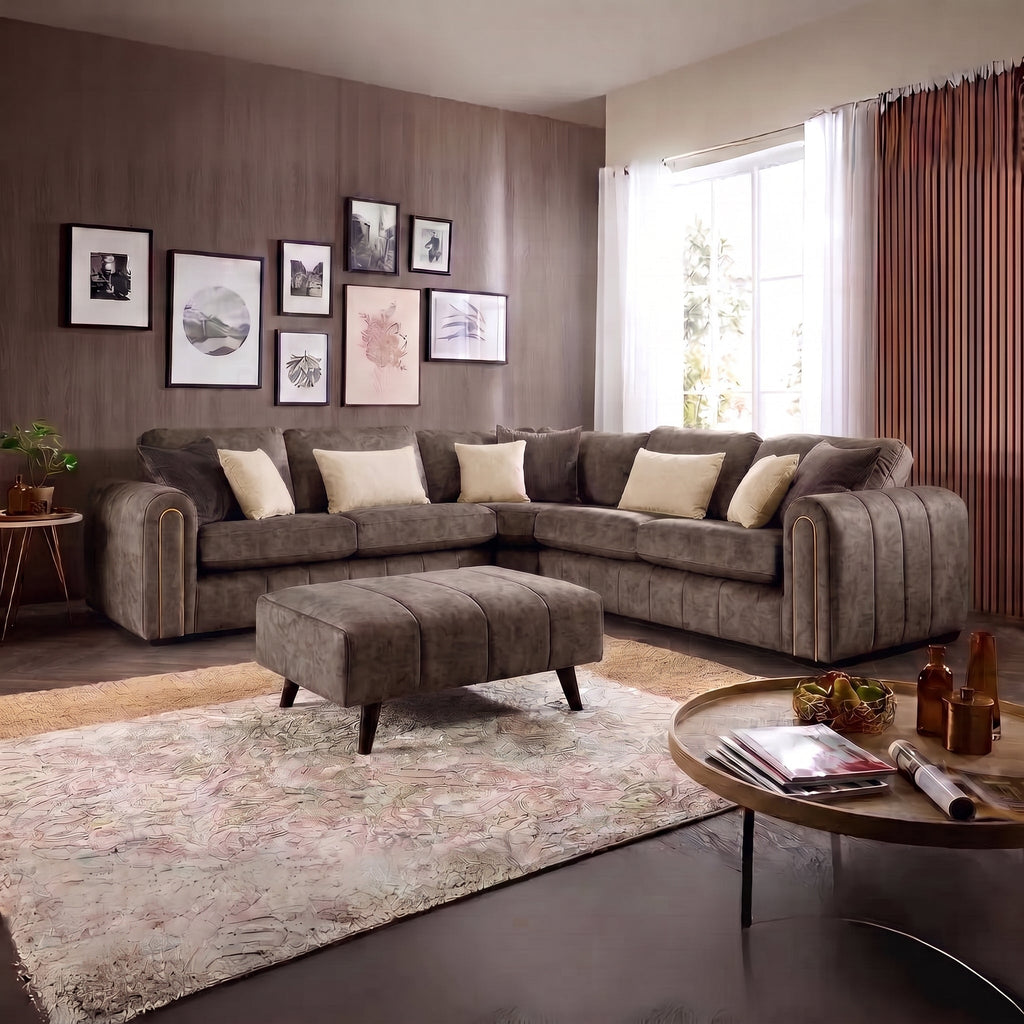 Glamour Chocolate High Back Sofa Range w/ Accents Lebus