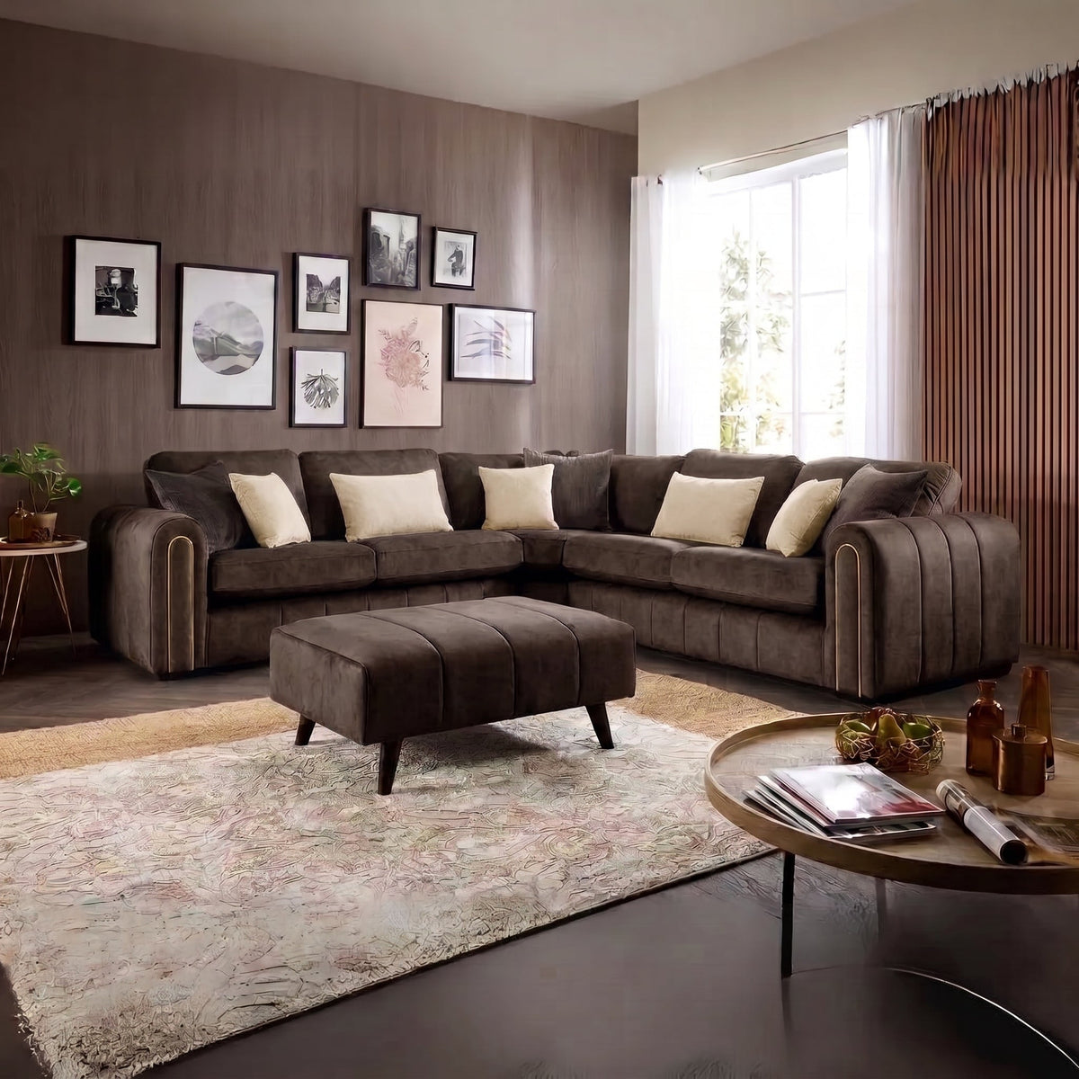 Glamour Bourneville High Back Sofa Range w/ Accents Lebus