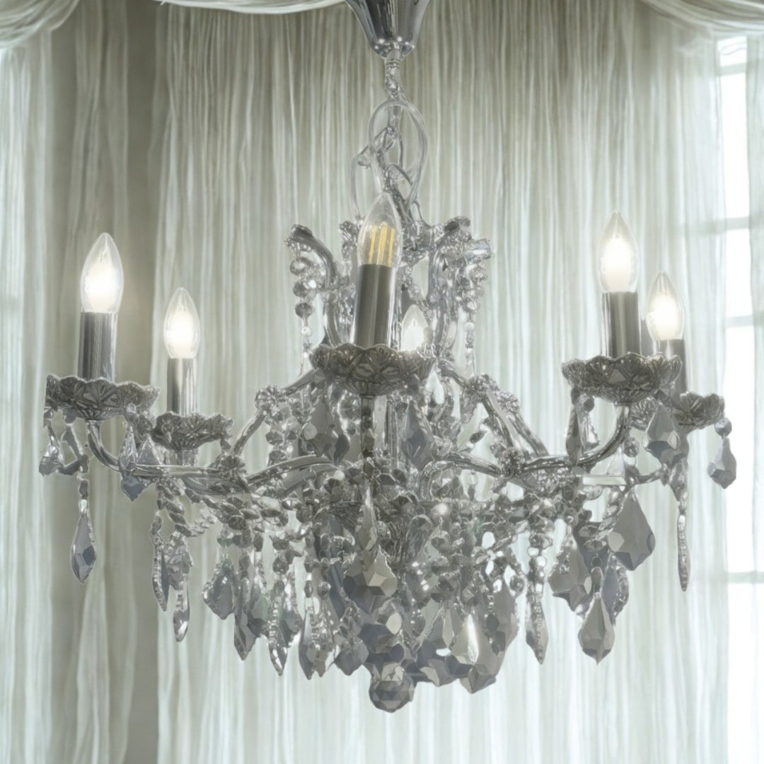 (CH246) 6 BRANCH CHROME SHALLOW CHANDELIER Mcgowan and rutherford