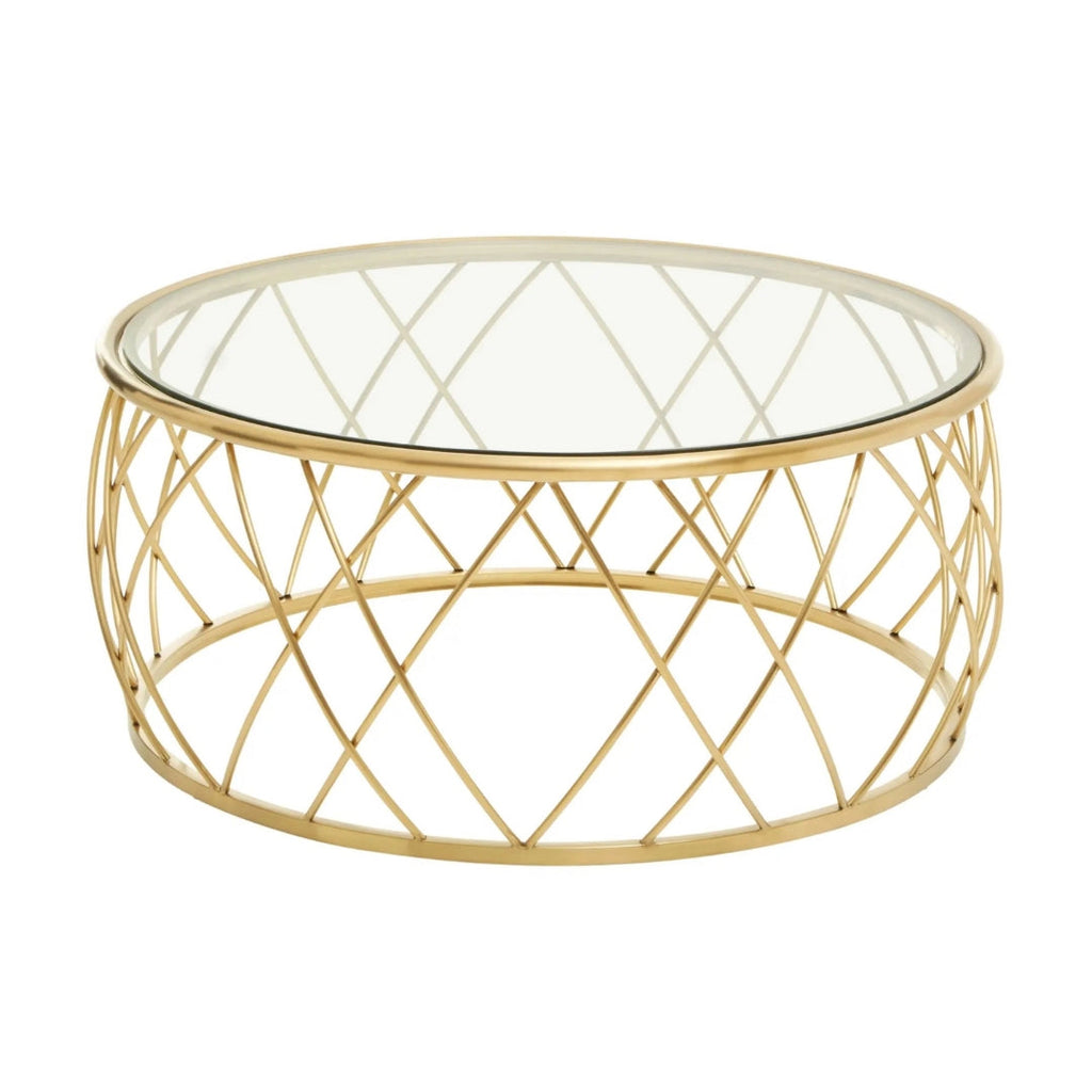 Buckley Clear Glass & Gold Coffee Table Home Store Living