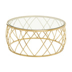 Buckley Clear Glass & Gold Coffee Table Home Store Living