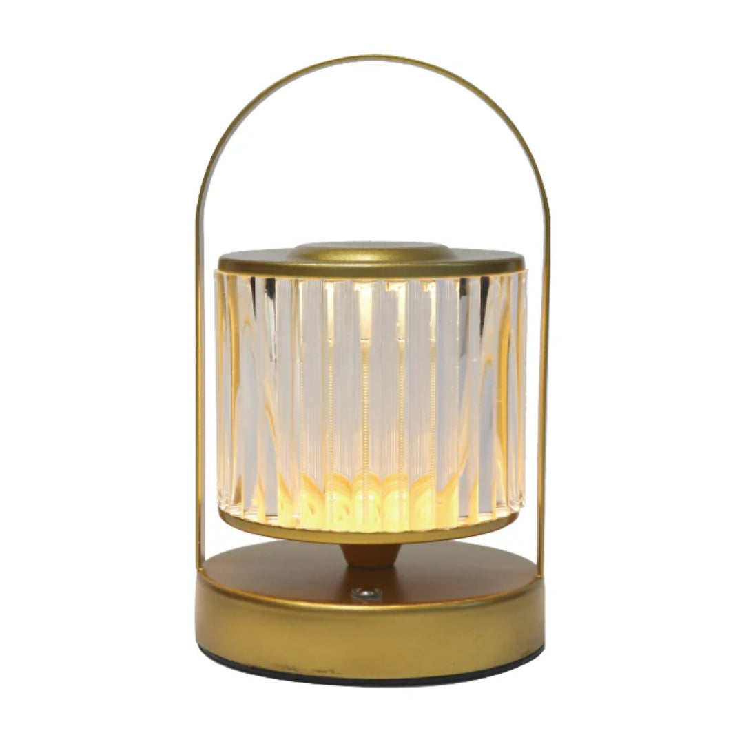 LED Desk Lamp Rechargeable, 3 Color Change Dimmable, Crystal Lantern and Golden Handle extrastar