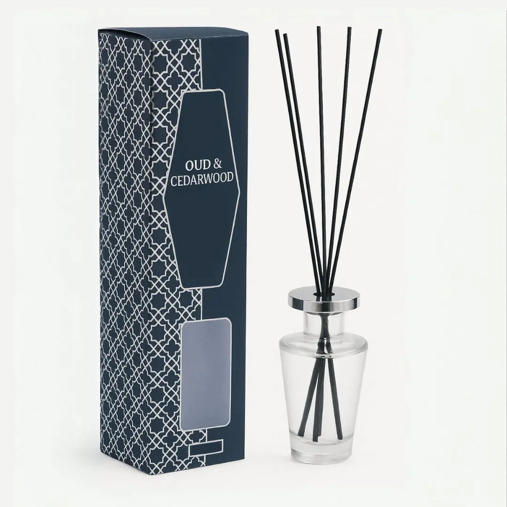 1000ml Oud & Cedarwood Scented Reed Diffuser sil interiors