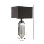 Silver Mercury Glass Table Lamp with Dark Grey Linen Shade CIMC