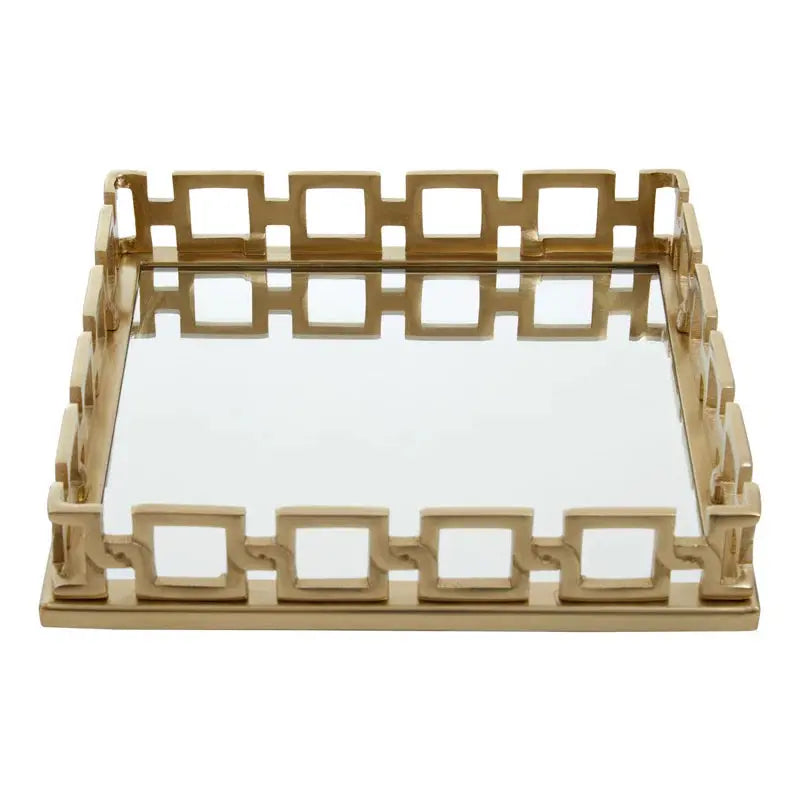 Rhoda Square Gold Mirror Tray Premier Housewares LTD