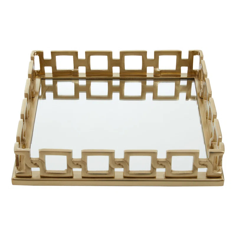 Rhoda Square Gold Mirror Tray Premier Housewares LTD