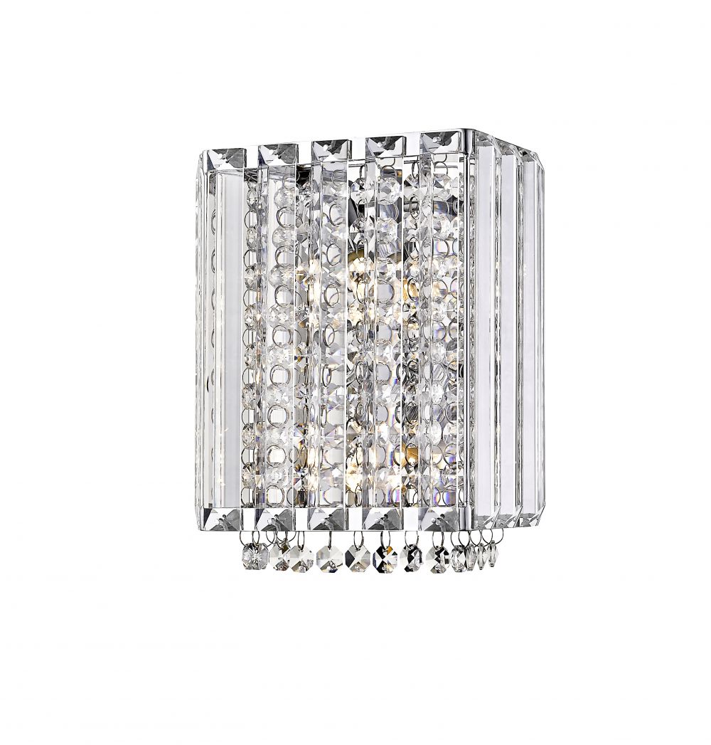 Daria G9 Chrome 2 Bulb Crystal Wall Light