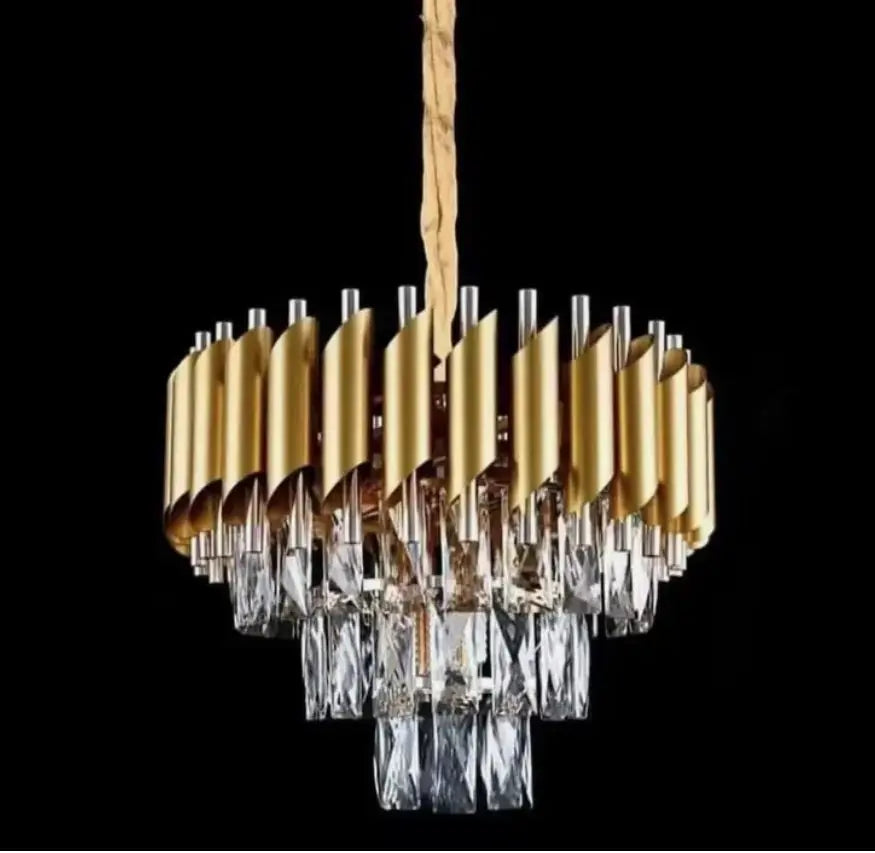 Small Gold Tiered Crystal Chandelier Home Store Living