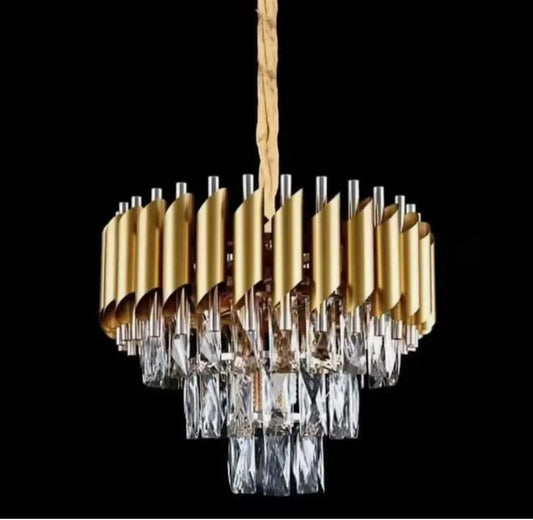 Small Gold Tiered Crystal Chandelier