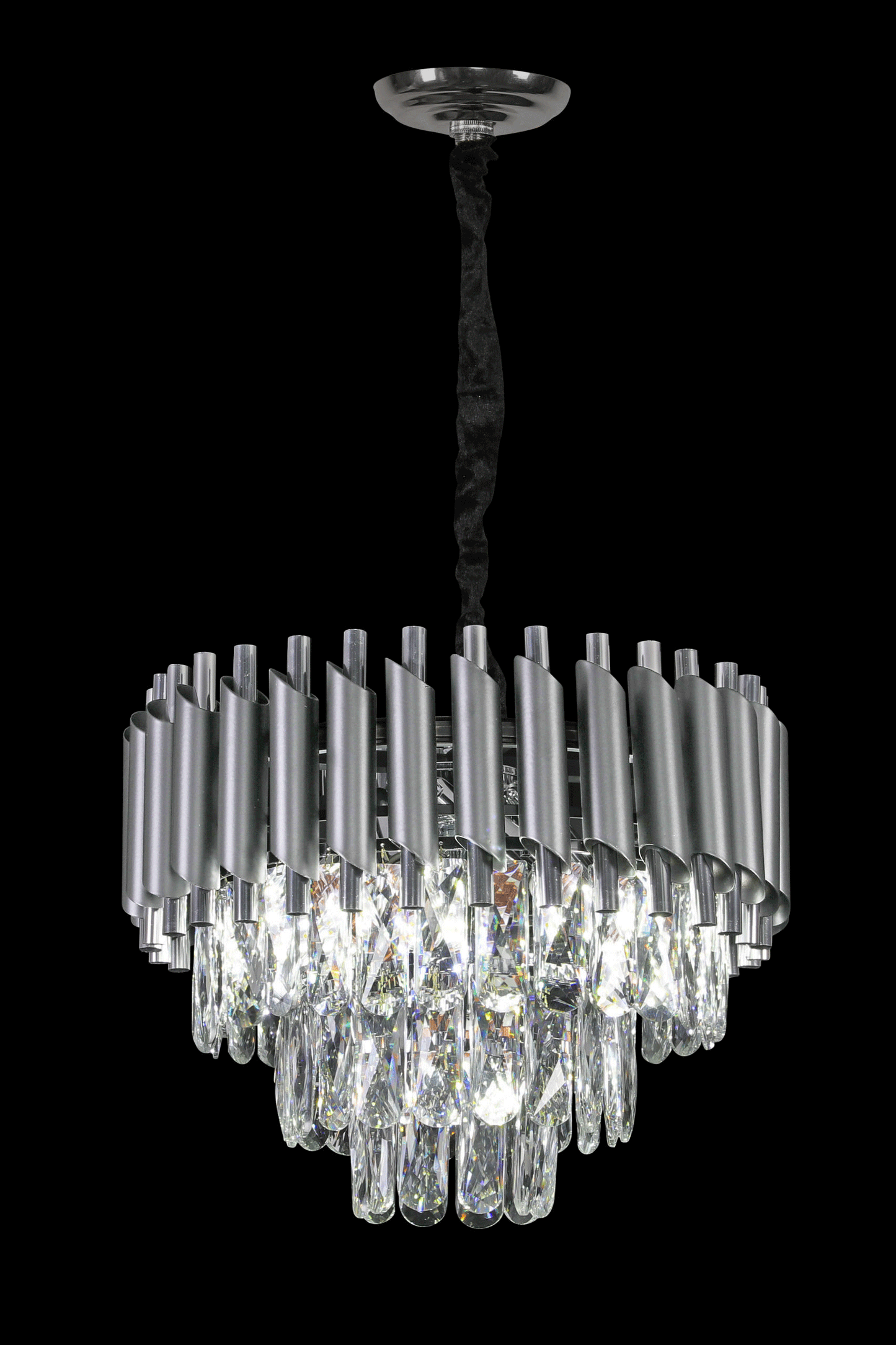 Silver Tiered Crystal Chandelier