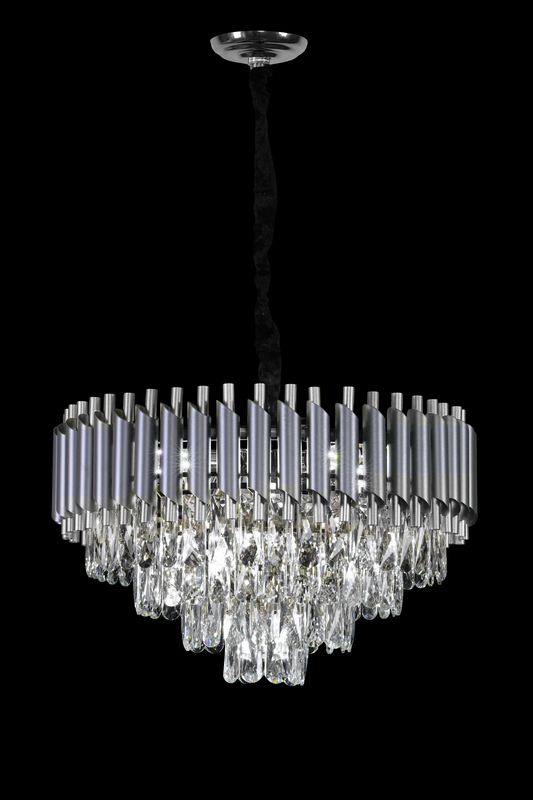 Silver Tiered Crystal Chandelier