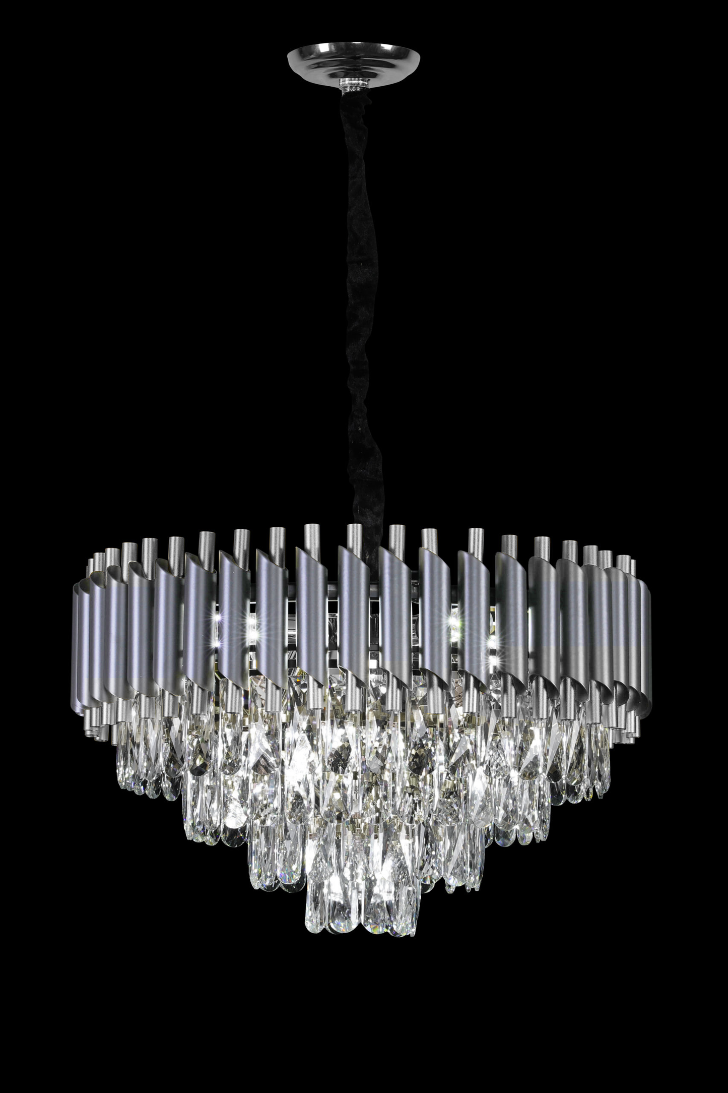 Silver Tiered Crystal Chandelier Home Store Living