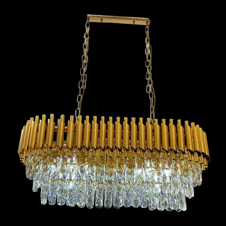 Harrison Gold Rectangular Tiered Crystal Chandelier