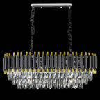 Gold or Silver & Black Rectangular Tiered Crystal Chandelier Home Store Living