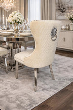 (Set of 2) Mayfair Lion Knocker Dining Chair w/ Chrome Legs AWS