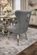 (Set of 2) Mayfair Lion Knocker Dining Chair w/ Chrome Legs AWS