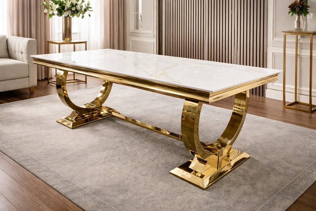 Chelsea Marble Dining Table w/ Gold Base AWS