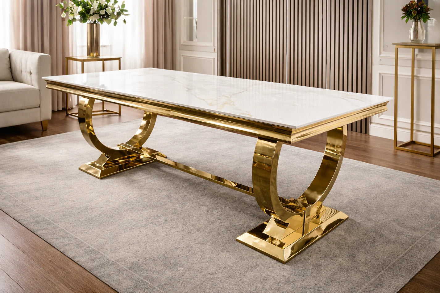 Chelsea Marble Dining Table w/ Gold Base AWS