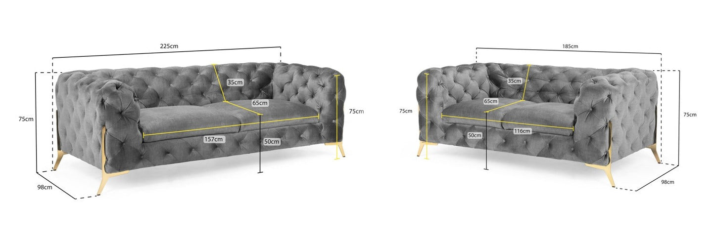 Chelsea Chesterfield Sofa (3+2 Set) Grey Home Store Living