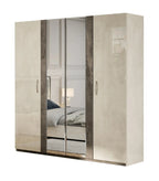 Claudia Cream & Grey High Gloss 4 Door Wardrobe san martino