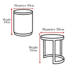 Belgravia nesting side tables dimensions: 50cm and 40cm diameter