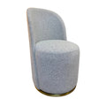 Amanda swivel dining chair in grey boucle with brushed brass base