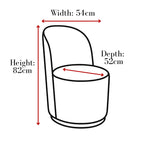 Amanda swivel chair dimensions: 54cm wide, 52cm deep, 82cm high
