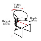 Clubhouse dining chair dimensions: 54cm wide, 56cm deep, 83cm high